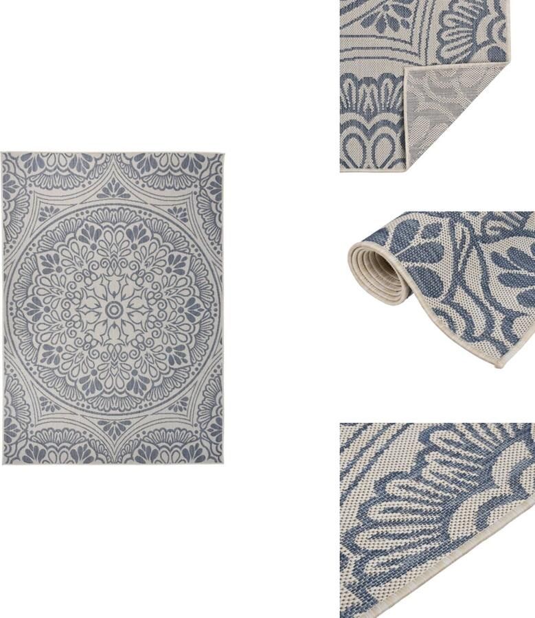 VidaXL Buitenkleed Buitenkleden Tuinkleed Platgeweven Buitenkleed met patroon platgeweven 120x170 cm blauw