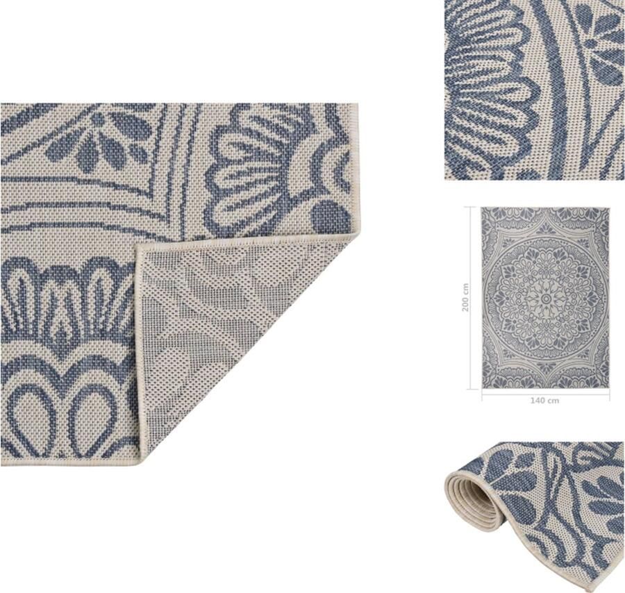 VidaXL Buitenkleed Buitenkleden Tuinkleed Platgeweven Buitenkleed met patroon platgeweven 140x200 cm blauw