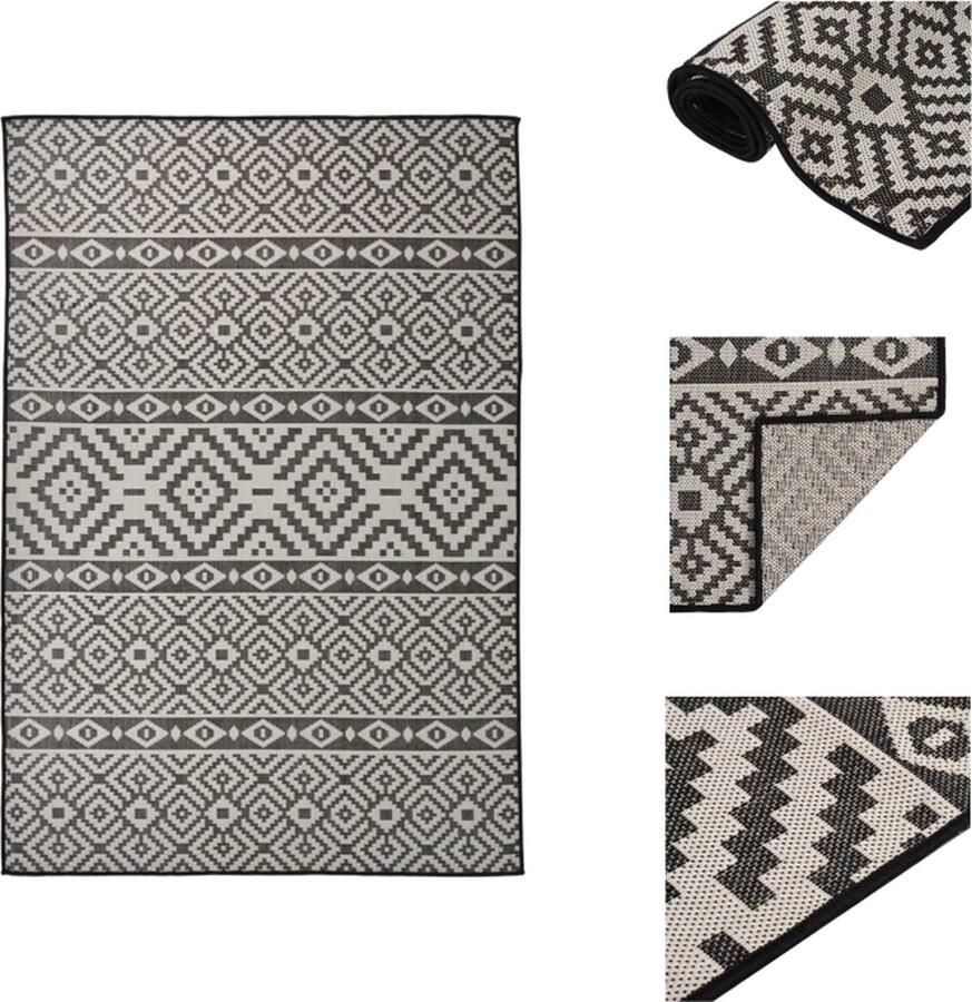 VidaXL Buitenkleed Buitenkleden Tuinkleed Platgeweven Buitenkleed met patroon platgeweven 160x230 cm zwart