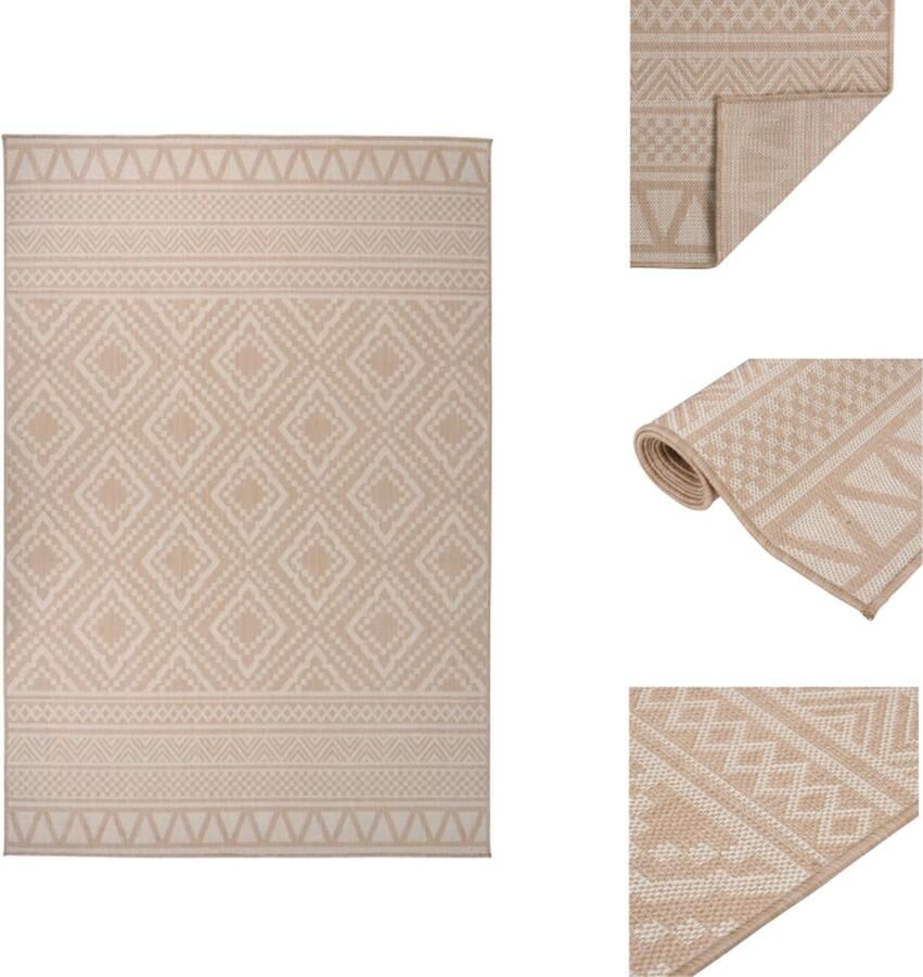 VidaXL Buitenkleed Buitenkleden Tuinkleed Platgeweven Buitenkleed met patroon platgeweven 160x230 cm bruin