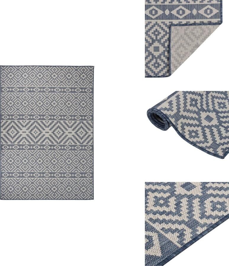 VidaXL Buitenkleed Buitenkleden Tuinkleed Platgeweven Buitenkleed met patroon platgeweven 160x230 cm blauw