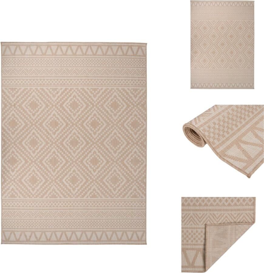 VidaXL Buitenkleed Buitenkleden Tuinkleed Platgeweven Buitenkleed met patroon platgeweven 200x280 cm bruin