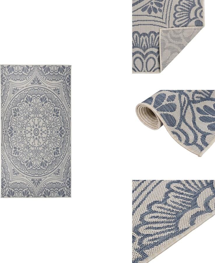 VidaXL Buitenkleed Buitenkleden Tuinkleed Platgeweven Buitenkleed met patroon platgeweven 80x150 cm blauw