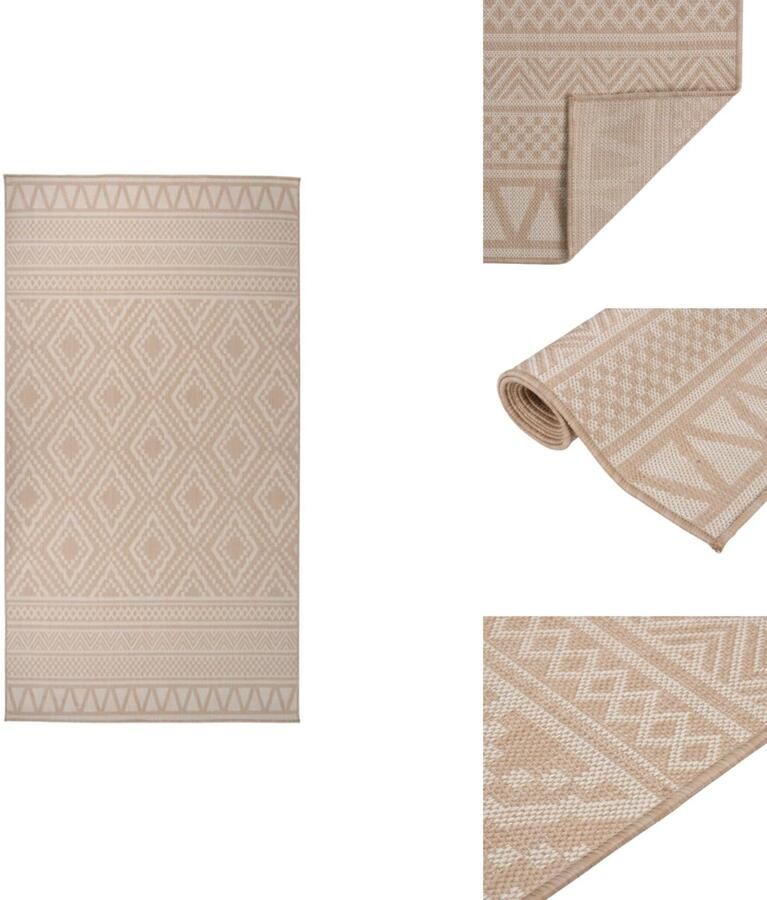 VidaXL Buitenkleed Buitenkleden Tuinkleed Platgeweven Buitenkleed met patroon platgeweven 80x150 cm bruin