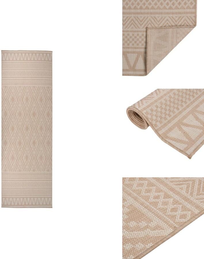 VidaXL Buitenkleed Buitenkleden Tuinkleed Platgeweven Buitenkleed met patroon platgeweven 80x250 cm bruin