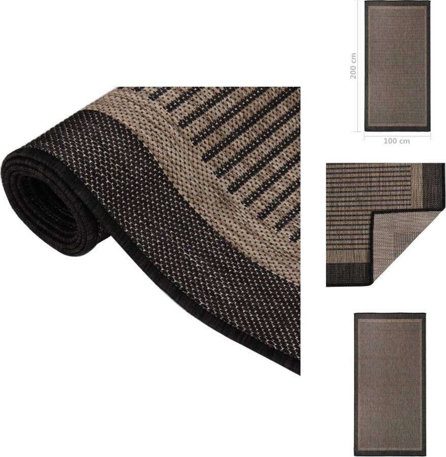 VidaXL Buitenkleed Buitenkleden Tuinkleed Platgeweven Buitenkleed platgeweven 100x200 cm donkerbruin