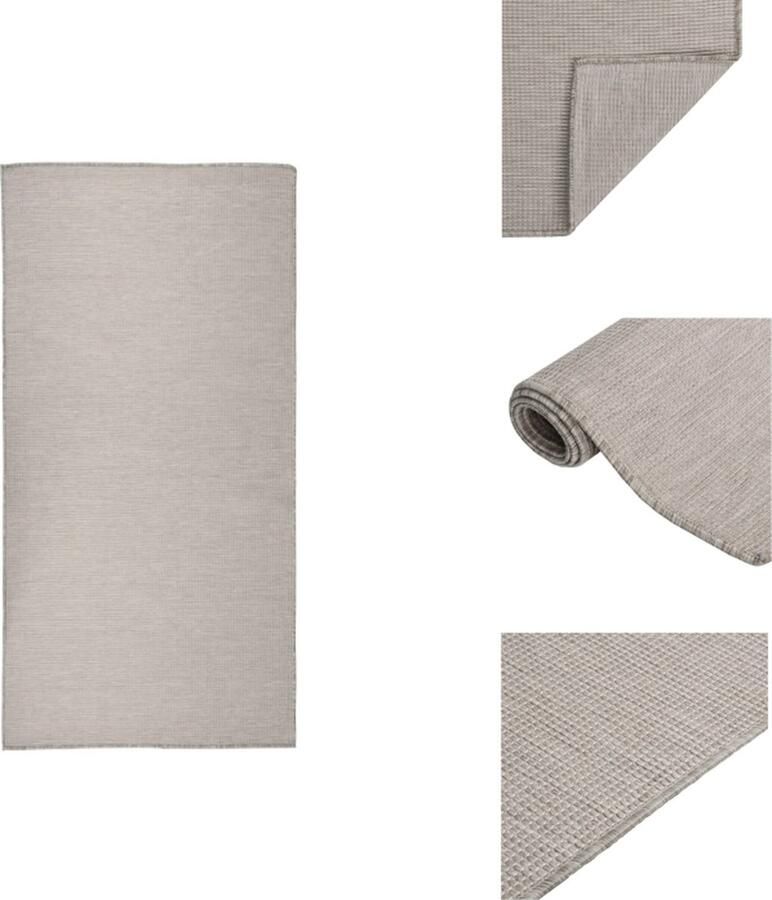 VidaXL Buitenkleed Buitenkleden Tuinkleed Platgeweven Buitenkleed platgeweven 100x200 cm taupe