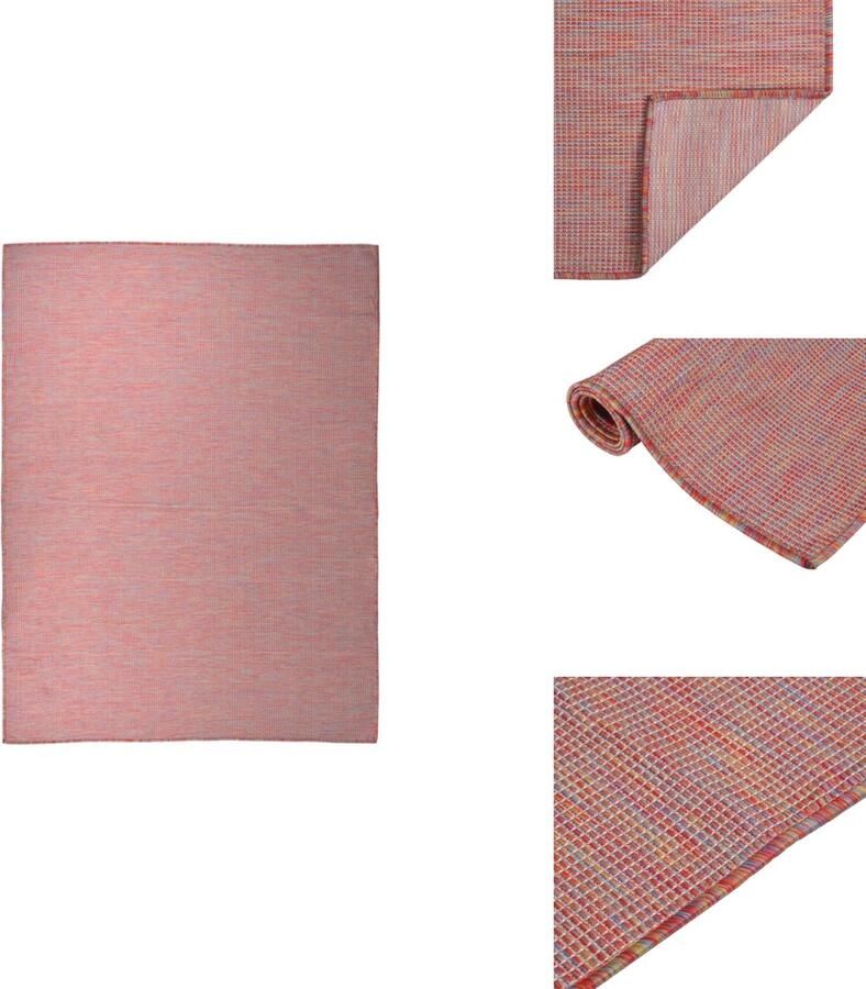 VidaXL Buitenkleed Buitenkleden Tuinkleed Platgeweven Buitenkleed platgeweven 120x170 cm rood
