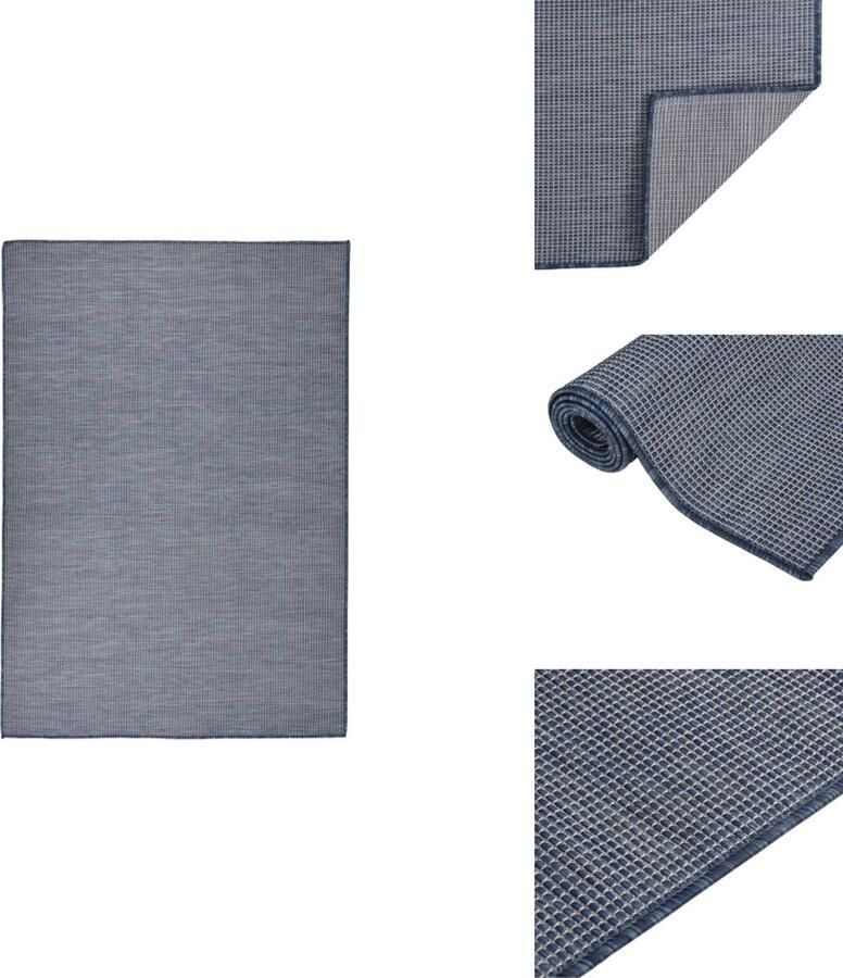 VidaXL Buitenkleed Buitenkleden Tuinkleed Platgeweven Buitenkleed platgeweven 140x200 cm blauw