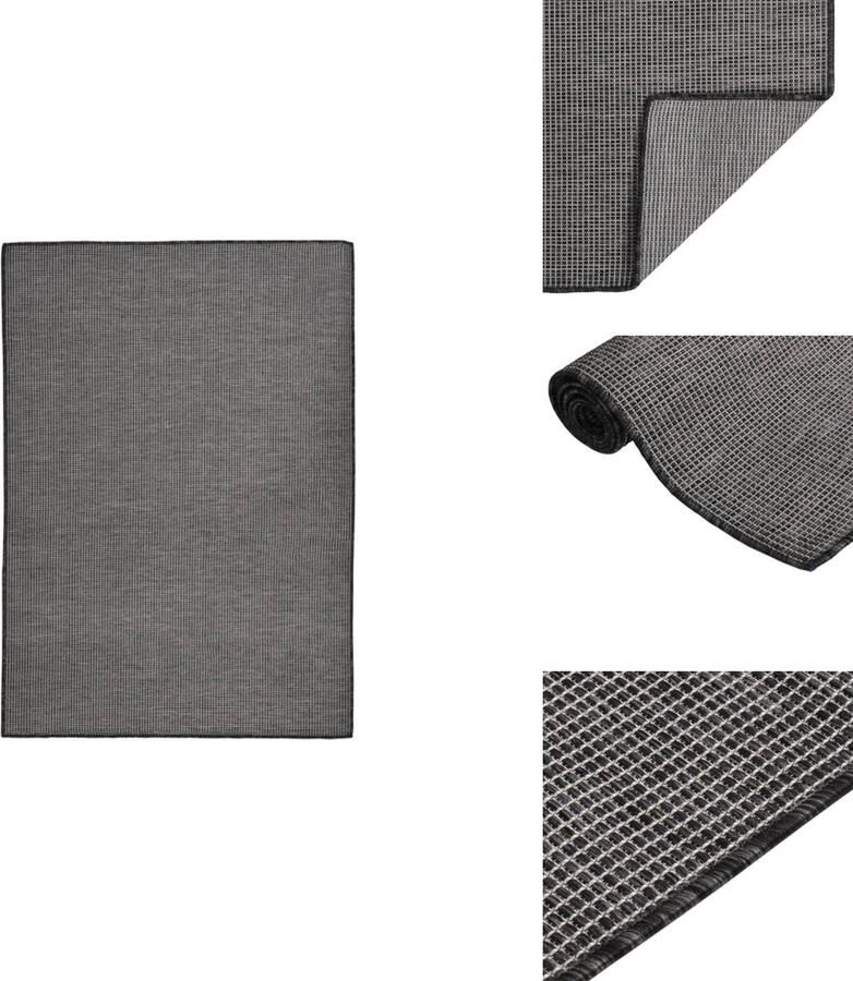 VidaXL Buitenkleed Buitenkleden Tuinkleed Platgeweven Buitenkleed platgeweven 140x200 cm grijs