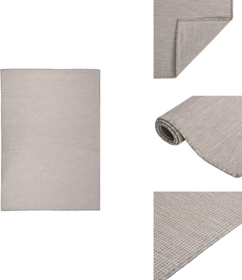 VidaXL Tuinkleed Platgeweven vloerkleed 160 x 230 cm Taupe Weerbestendig en Uv-bestendig Vloerkleed