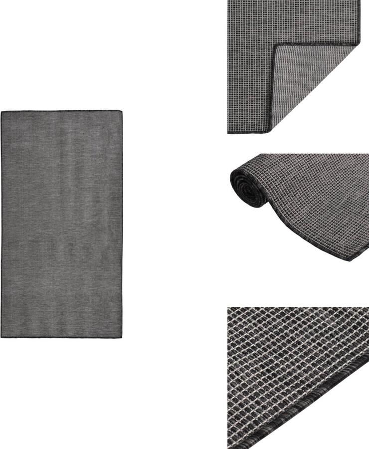 VidaXL Terrasvloerkleed Grijs 80 x 150 cm Weerbestendig UV- en Duurzaam Polypropyleen 100% PP Vloerkleed