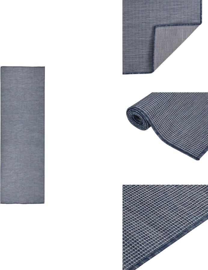 VidaXL Buitenkleed Buitenkleden Tuinkleed Platgeweven Buitenkleed platgeweven 80x250 cm blauw