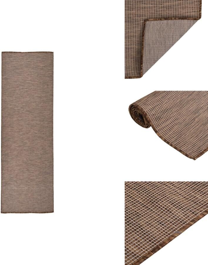 VidaXL Buitenkleed Buitenkleden Tuinkleed Platgeweven Buitenkleed platgeweven 80x250 cm bruin