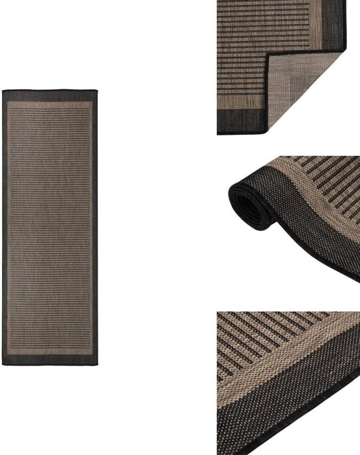 VidaXL Buitenkleed Buitenkleden Tuinkleed Platgeweven Buitenkleed platgeweven 80x250 cm donkerbruin