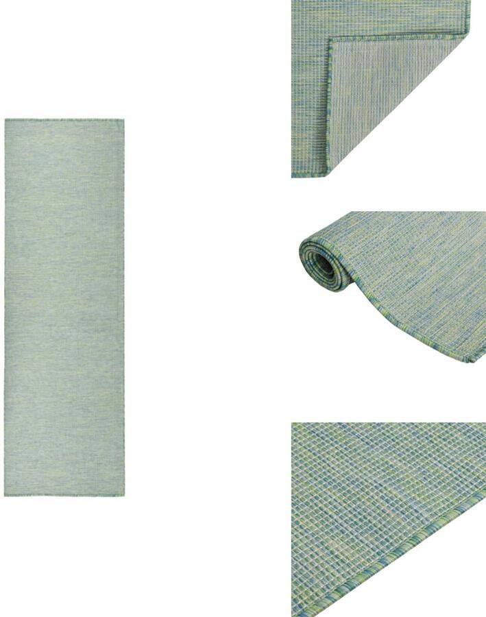 VidaXL Buitenkleed Buitenkleden Tuinkleed Platgeweven Buitenkleed platgeweven 80x250 cm turquoise