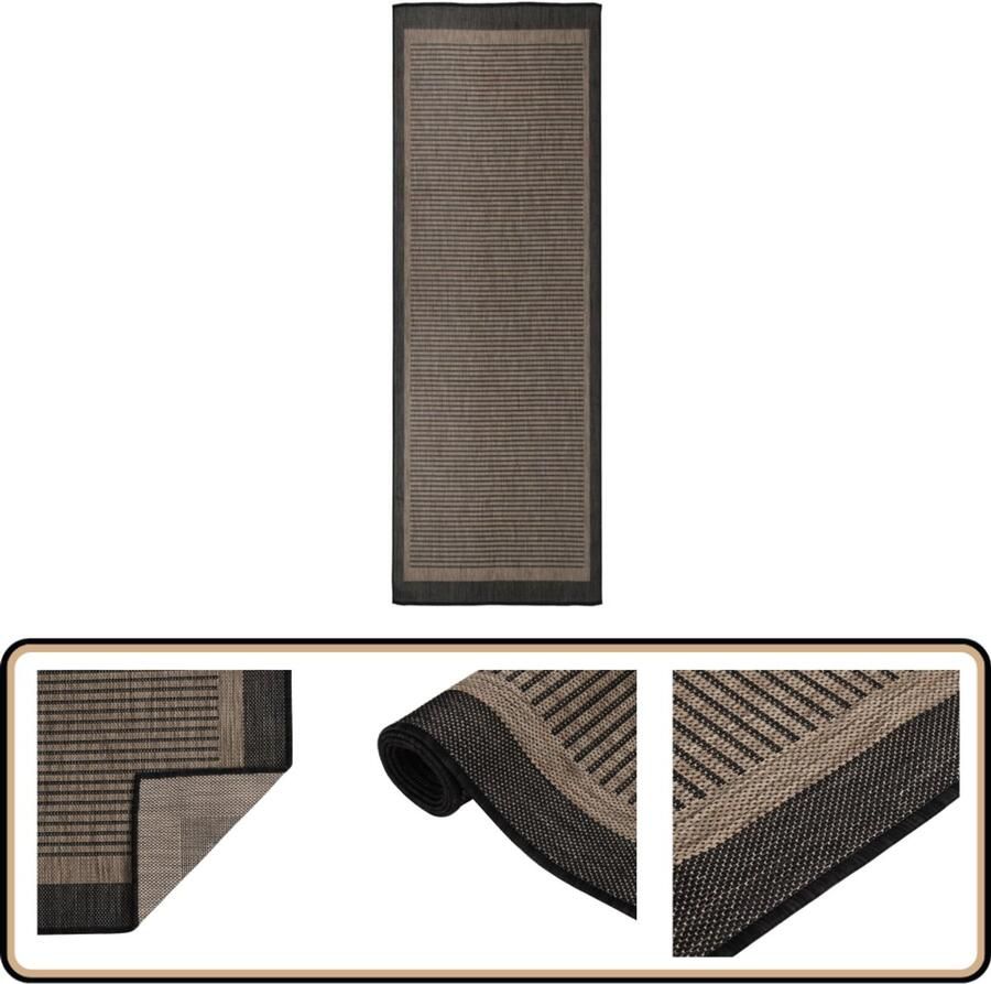 VidaXL Buitenkleed Donkerbruin 80x250 cm Tuintapijten Buitentapijt Terrasvloerkleed Balkontapis Donkere Kleur