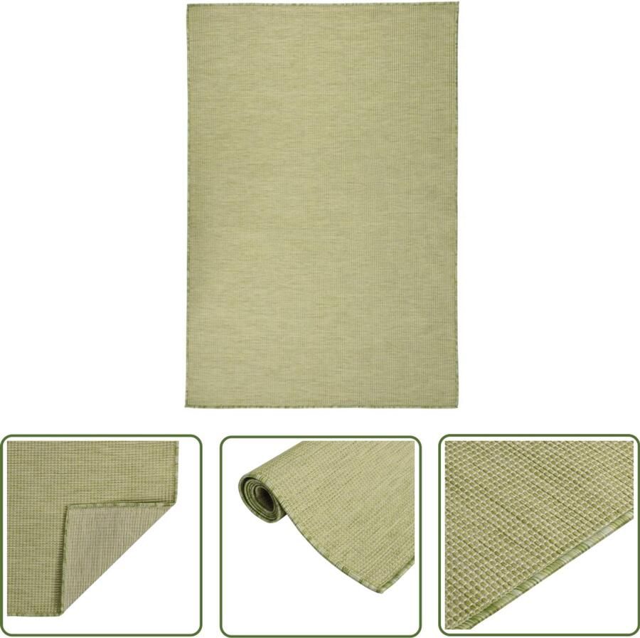 VidaXL Buitenkleed Groen 120x170 cm Weerbestendig Plat Geweven Vloerkleed Buitenvloerkleed Terrasvloerkleed Balkonvloerkleed Groene Vloerkleed Kunststof Vloerkleed Weerbestendig Vloerkleed Uv Bestendig Vloerkleed