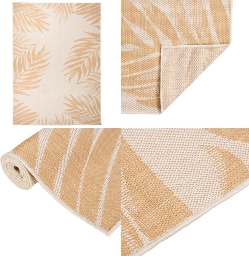 VidaXL Buitenkleed met bladpatroon platgeweven 200x280 cm Buitenkleed Buitenkleden Tuinkleed Platgeweven Buitenkleed