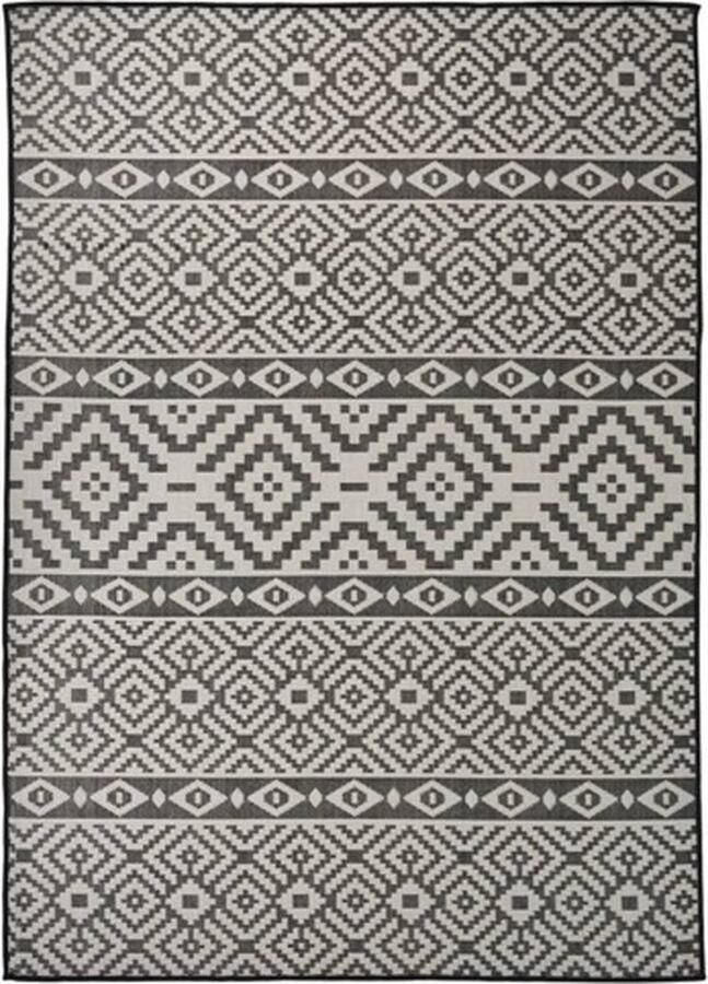 VidaXL Buitenkleed met patroon platgeweven 120x170 cm zwart