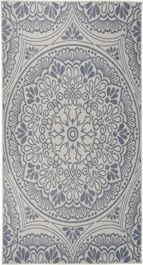 VidaXL -Buitenkleed-met-patroon-platgeweven-80x150-cm-blauw - Foto 2