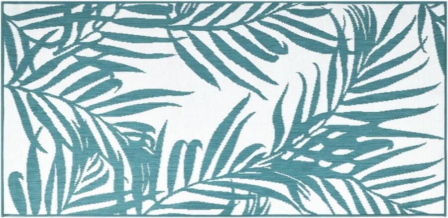 VidaXL Buitenkleed Omkeerbaar 80x150 cm Aqua Wit Buitentapijt Outdoor Tapijten Patio Tapijt Terrastapijt Zwembad Tapijt