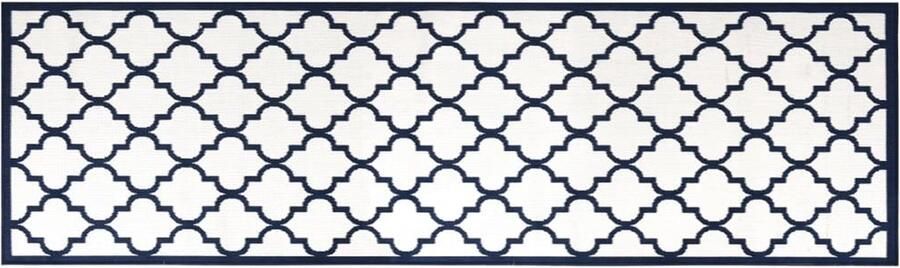 VidaXL Buitenkleed Omkeerbaar 80x250 cm Marineblauw Buitenkleed Tapijt Terrastapijt Lounge Matras Patio Dekens