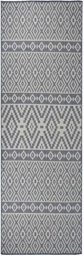 VidaXL Buitenkleed Patroon 80x250 cm Blauw Tuintapijten Buitentapijt Patiodekentjes Terrasvloerkleed Kunststof Tapijt - Foto 3