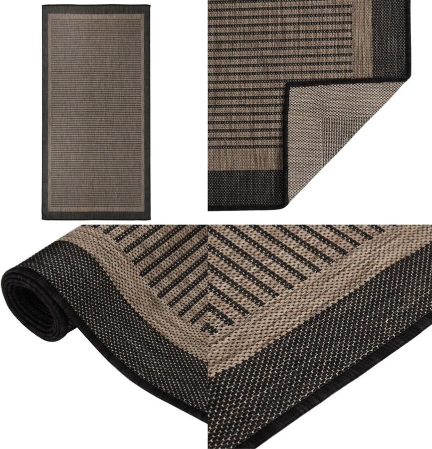 VidaXL Buitenkleed platgeweven 100x200 cm donkerbruin Buitenkleed Buitenkleden Tuinkleed Platgeweven Buitenkleed