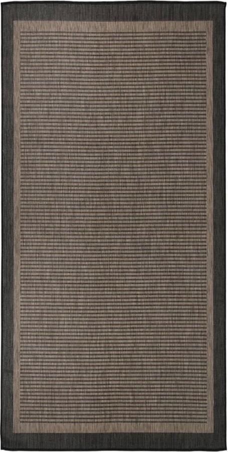 VidaXL Buitenkleed platgeweven 100x200 cm donkerbruin - Foto 2