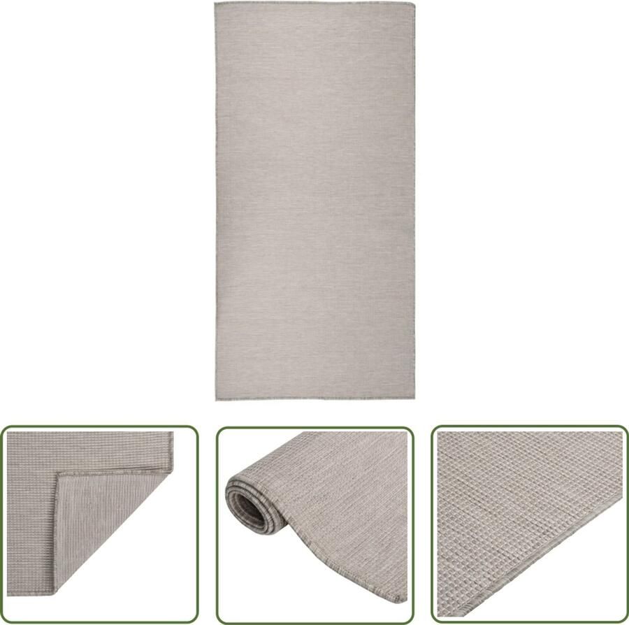 VidaXL Buitenkleed Platgeweven 100x200 cm Taupe Tuintapijten Buitentapijt Terrasvloerkleed Balkontapis Plat Geweven Tapijt Kunststof Tapijt Taupe Kleurtjes Weerbestendig Tapijt Uv Bestendig Tapijt