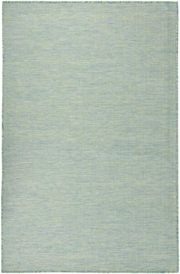 VidaXL Buitenkleed platgeweven 100x200 cm turquoise Buitenkleed Buitenkleden Tuinkleed Platgeweven Buitenkleed - Foto 2