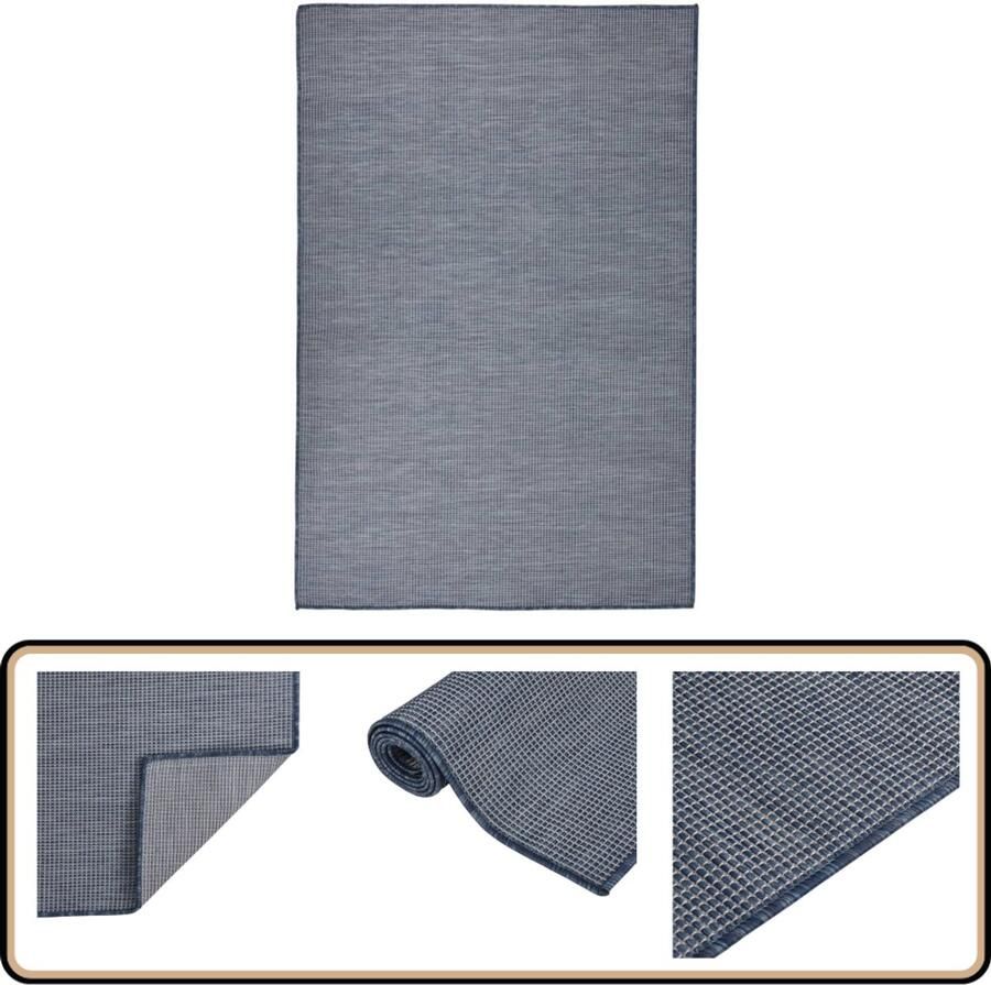 VidaXL Buitenkleed Platgeweven 120x170 cm Blauw Plat Geweven Tuintapijten Buitentapijt Terrasvloerkleed Balkon Kleed Blauwe Tuintapijten