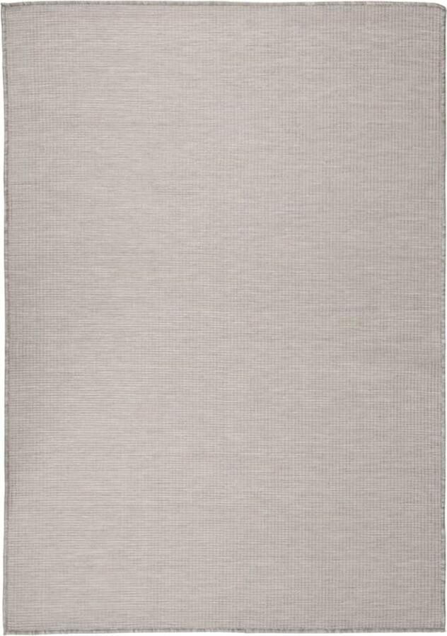 VidaXL Buitenkleed Platgeweven 140x200 cm Taupe Tuintapijten Buitentapijt Patiotapet Terrasvloer Tuindecoratie Outdoor Decor Polypropyleent Tapijt Weersbestendig Tapijt Uv Bestendig Tapijt Taupe Kleurtjes - Foto 2