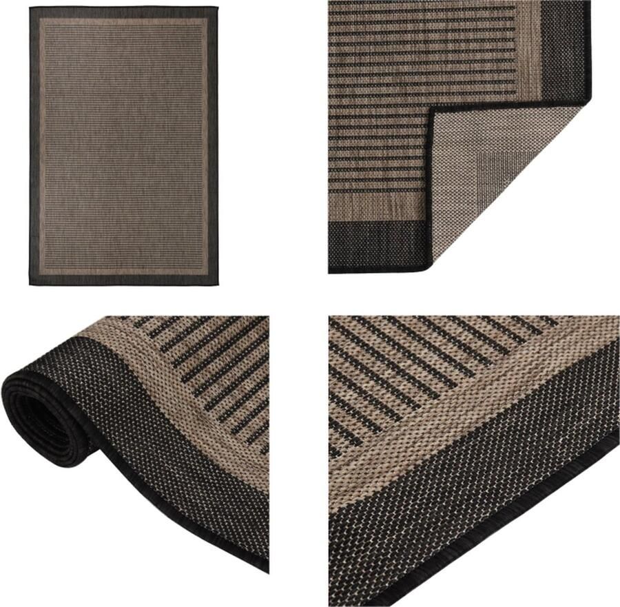 VidaXL Buitenkleed platgeweven 160x230 cm donkerbruin Buitenkleed Buitenkleden Tuinkleed Platgeweven Buitenkleed