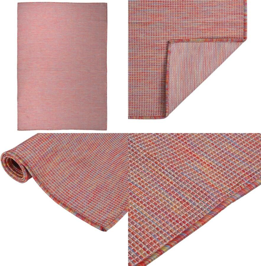 VidaXL Buitenkleed platgeweven 160x230 cm rood Buitenkleed Buitenkleden Tuinkleed Platgeweven Buitenkleed