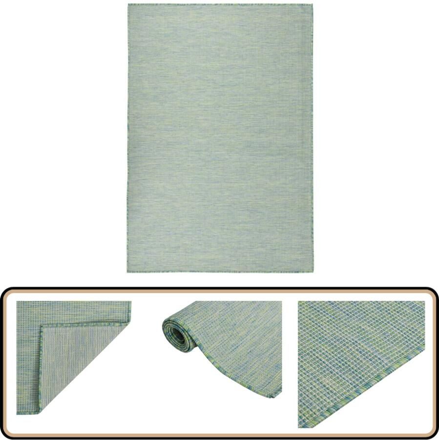 VidaXL Buitenkleed Platgeweven 160x230 cm Turquoise Tuintapijten Buitentapijt Terrasvloerkleed Balkontapis Plat Geweven Tapijt Kunststof Tapijt Turkooistapijt Polypropyleentrapijt