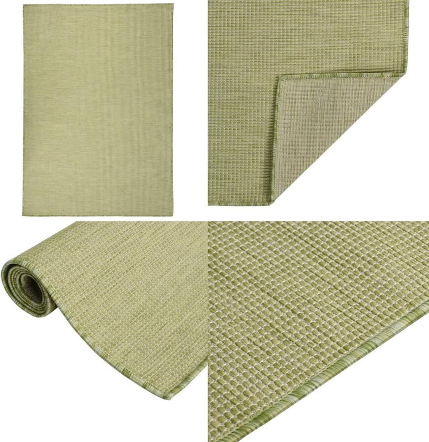 VidaXL Buitenkleed platgeweven 200x280 cm groen Buitenkleed Buitenkleden Tuinkleed Platgeweven Buitenkleed