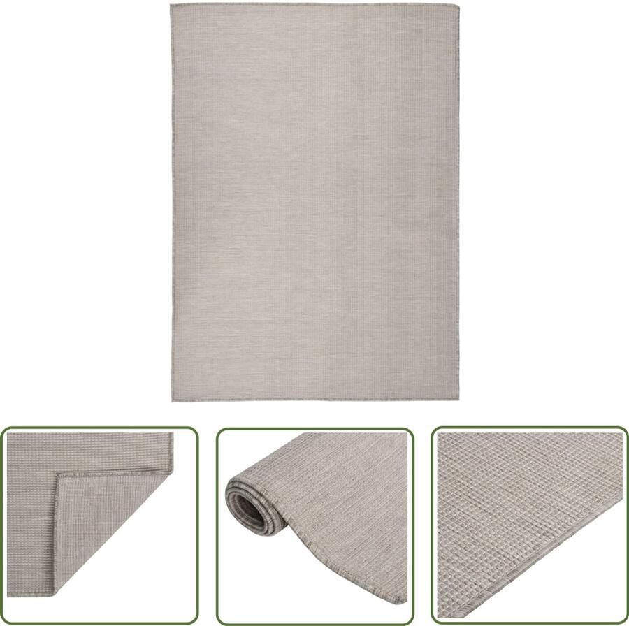 VidaXL Buitenkleed Platgeweven 200x280 cm Taupe Tuintapijten Buitentapijten Terrasvloer Balkontapis Kunststof Tapijt