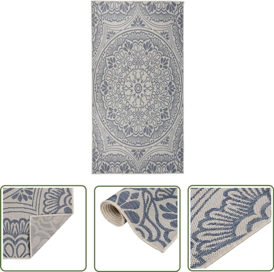 VidaXL Buitenkleed Platgeweven 80x150 cm Blauw Tuintapijten Buitentapijt Patiotapet Terrasvloerkleed Polypropyleent Tapijt Plat Geweven Tapijt Blauwe Tapijt Decoratief Tapijt Watervast Tapijt Zonlicht Bestendig Tapijt
