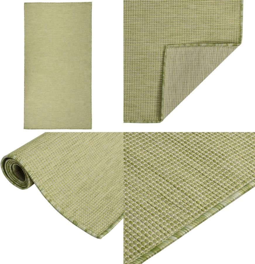 VidaXL Buitenkleed platgeweven 80x150 cm groen Buitenkleed Buitenkleden Tuinkleed Platgeweven Buitenkleed
