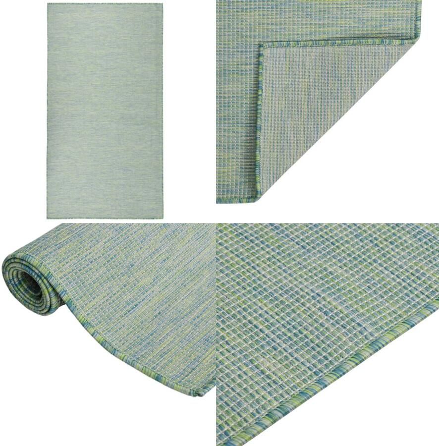 VidaXL Buitenkleed platgeweven 80x150 cm turquoise Buitenkleed Buitenkleden Tuinkleed Platgeweven Buitenkleed