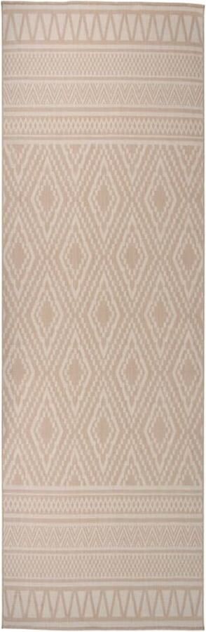 VidaXL Buitenkleed Platgeweven 80x250 cm Bruin Vloerkleed Buiten Tuintapijten Patio Tapijt Buitentapijt Terras Kleed