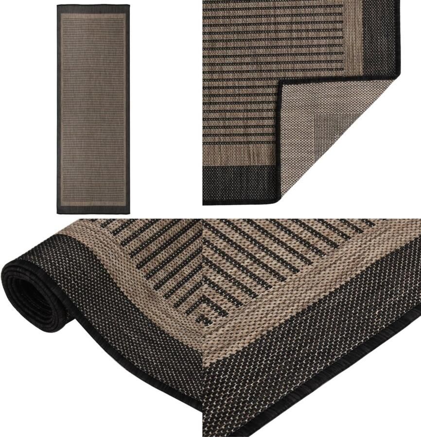 VidaXL Buitenkleed platgeweven 80x250 cm donkerbruin Buitenkleed Buitenkleden Tuinkleed Platgeweven Buitenkleed