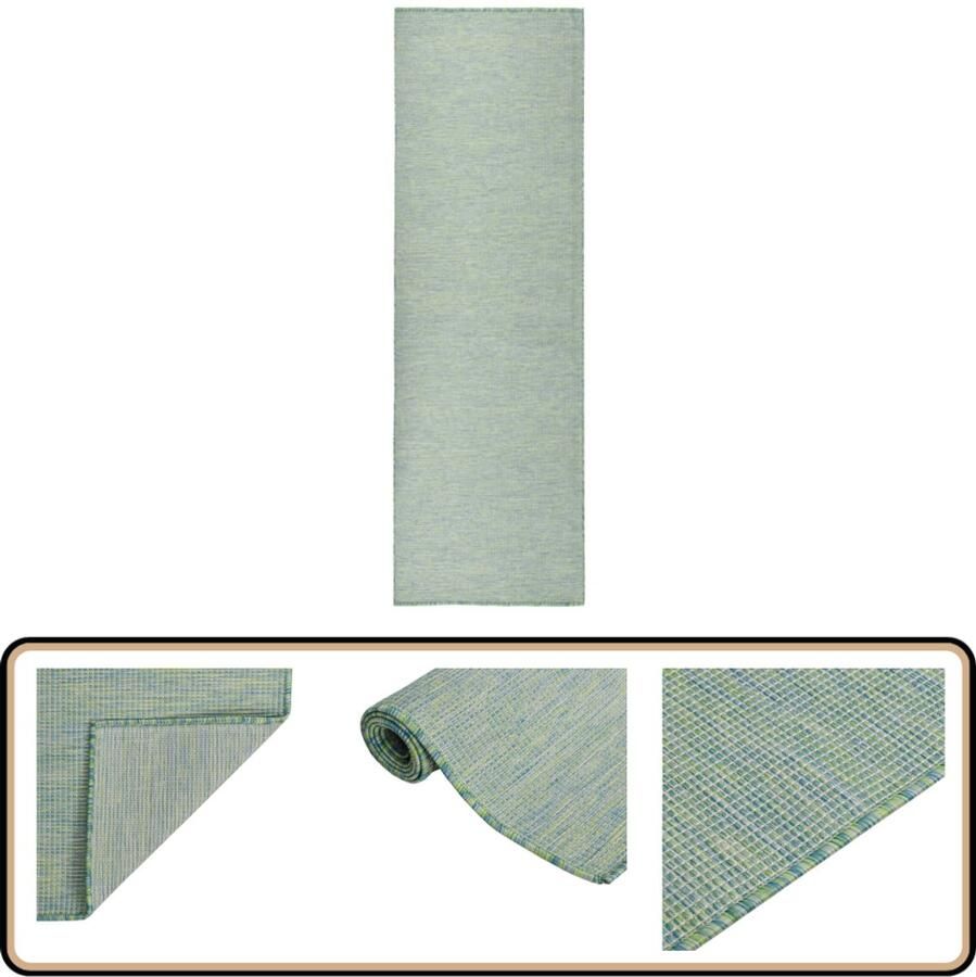 VidaXL Buitenkleed Platgeweven 80x250 cm Turquoise Tuintapijten Buitentapijt Terrasvloerkleed Balkontapis Plat Geweven Tapijt Kunststof Tapijt Turkooistapijt Weerbestendig Tapijt Uv Bestendig Tapijt
