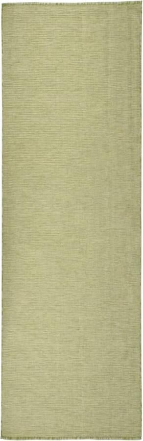 The Living Store Tuinkleed platgeweven vloerkleed 80 x 250 cm groen 100% PP Weerbestendig uv-bestendig Tuintapijten Buitentapijten Plat Geweven Vloerkleed Groene Vloerkleed Veranda Tapijt - Foto 2