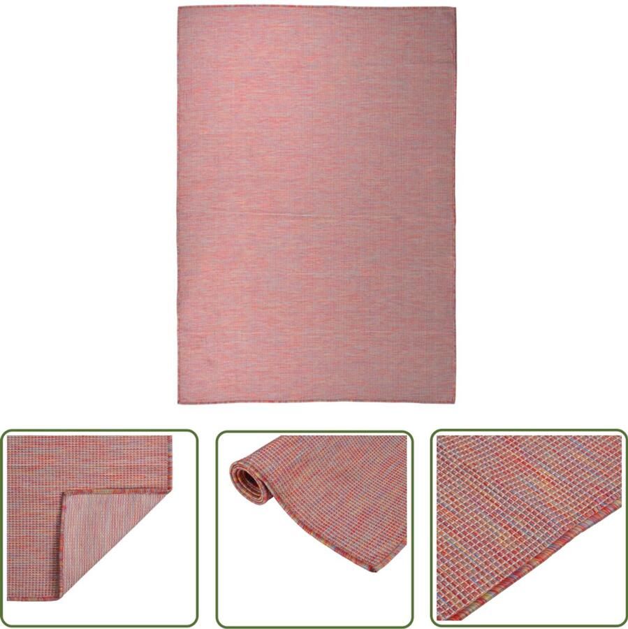 VidaXL Buitenkleed Rood 160x230 cm Weerbestendig Tuintapijten Buitentapijt Terrasvloerkleed Balkontapis Plat Geweven Tapijt Kunststof Tapijt Rode Tapijt Polypropyleent Tapijt