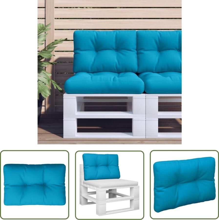 The Living Store Palletkussen 50 x 40 x 12 cm Lichtblauw Polyester Holle Vezel Palletkussen Buitenkussen Tuinkussen Balkondecoratie Lounge Set
