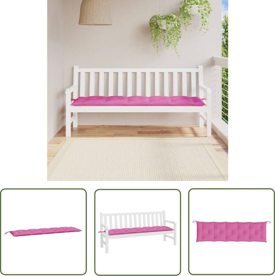 The Living Store Tuinbankkussen 180 x 50 x 7 cm Waterafstotend Roze Tuinbankkussen Buitenkussen Balkondecoratie Lounge Set Tuinset