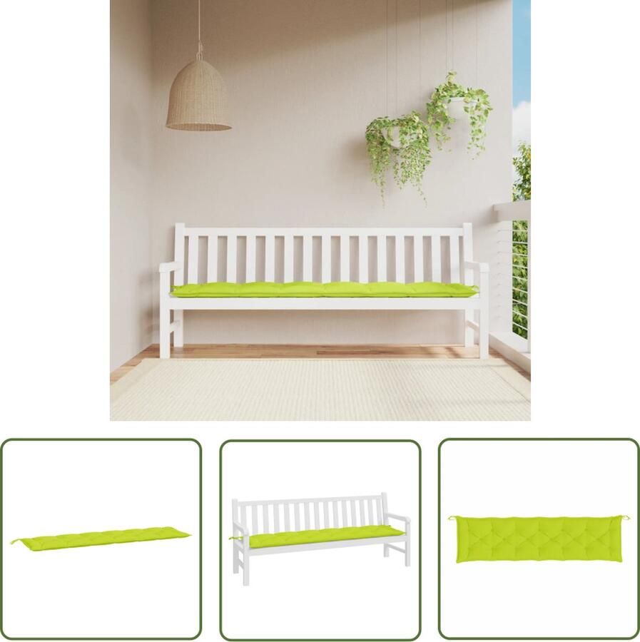 The Living Store Tuinbankkussen 200 x 50 x 7 cm Waterafstotend Oxford Stof Felgroen Tuinbankkussen Buitenkussen Tuinkussen Balkondecoratie Lounge Set